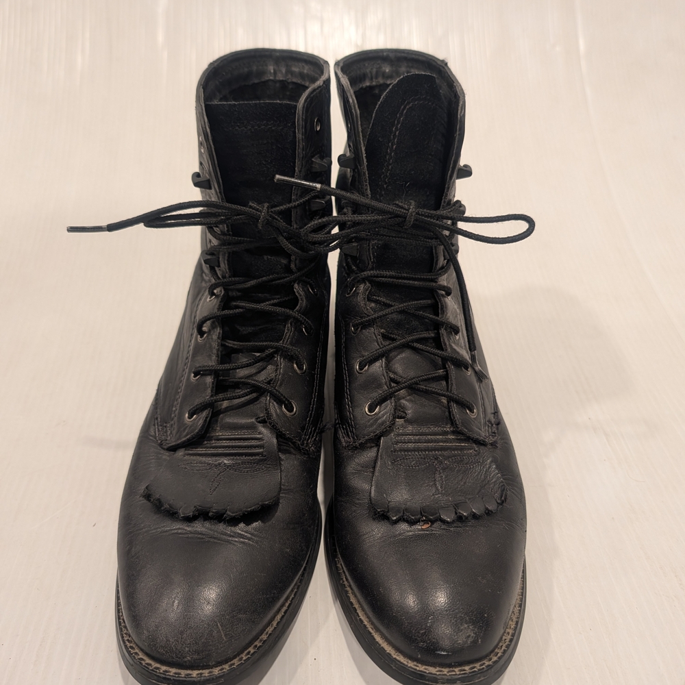 ARIAT Women's Heritage Ii Distressed Lacer Black Leather Boots Size 9 - Picture 3 of 11